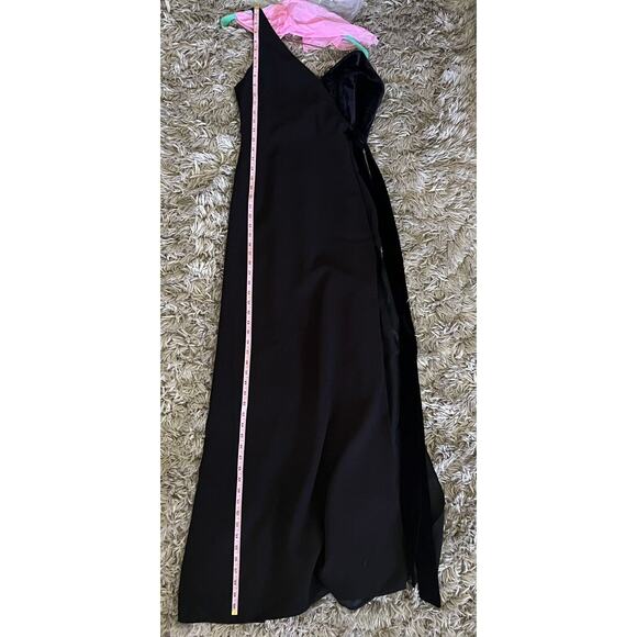 Jill Jill Stuart One Shoulder With Velvet Side Tie Black Formal Gown Size 6 - Picture 10 of 16